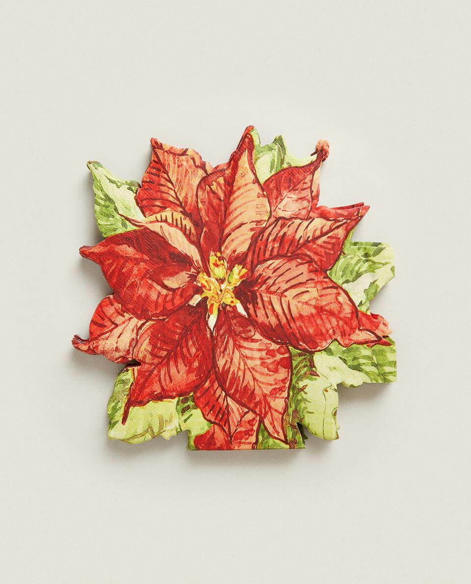 PACK OF CHRISTMAS POINSETTIA  NAPKINS (PACK OF 20)