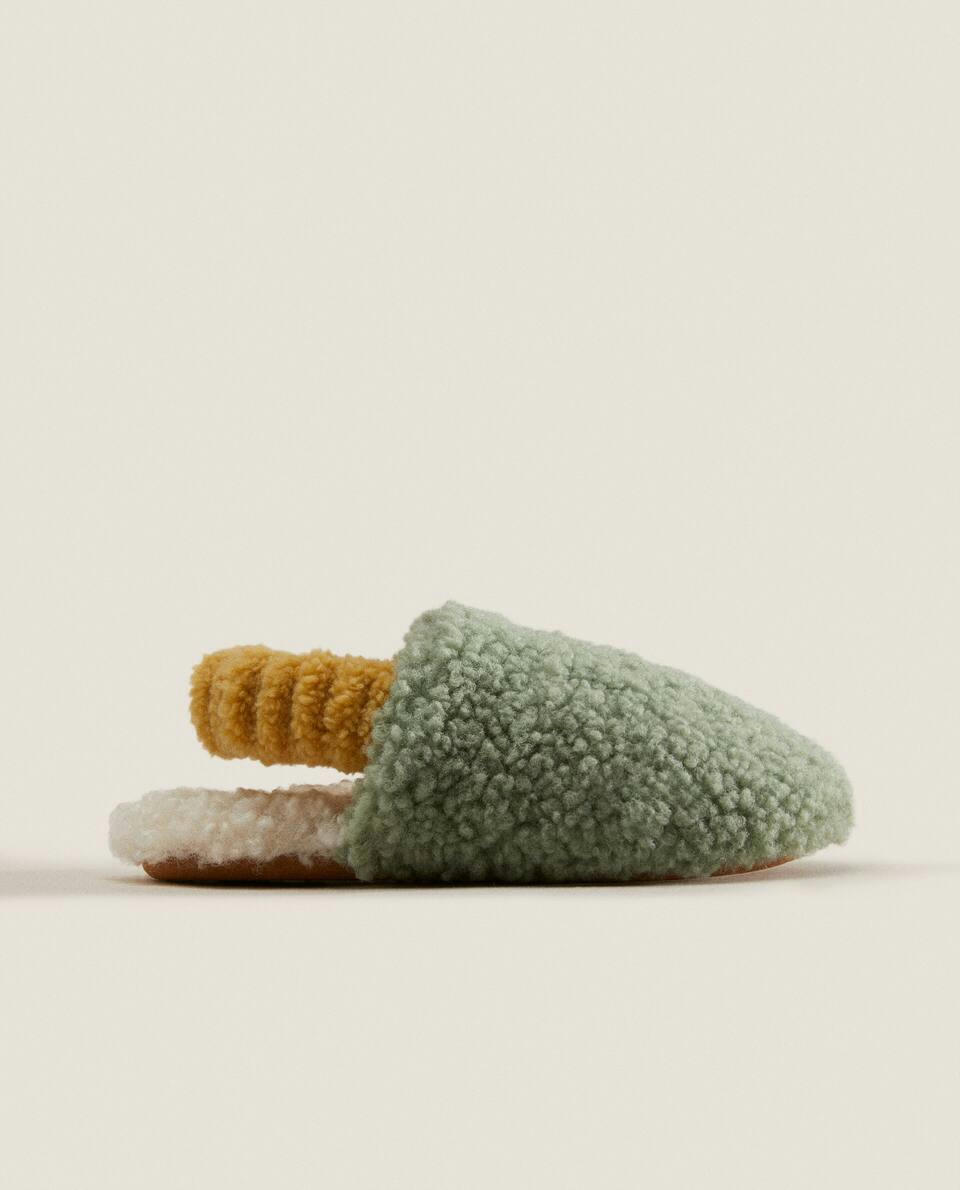FAUX SHEARLING SLINGBACK SLIPPERS