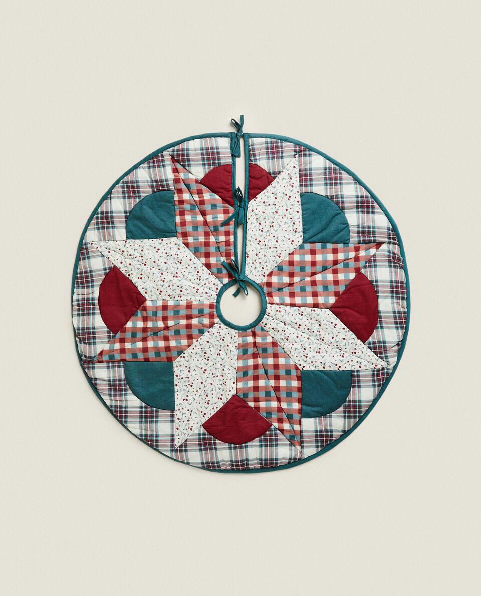 PATCHWORK TREE STAND COVER CHRISTMAS DECORATION