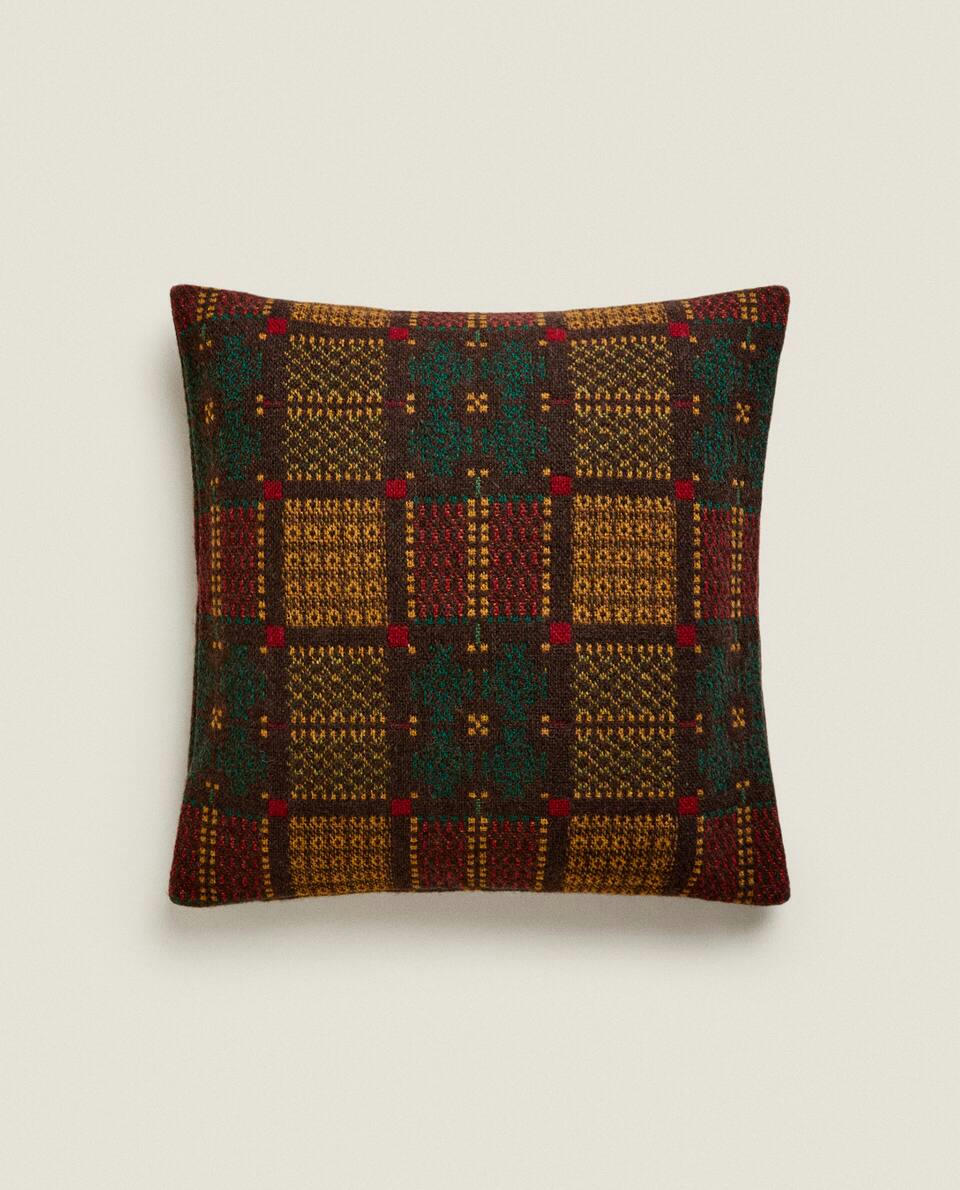 MULTICOLOURED JACQUARD  CUSHION COVER