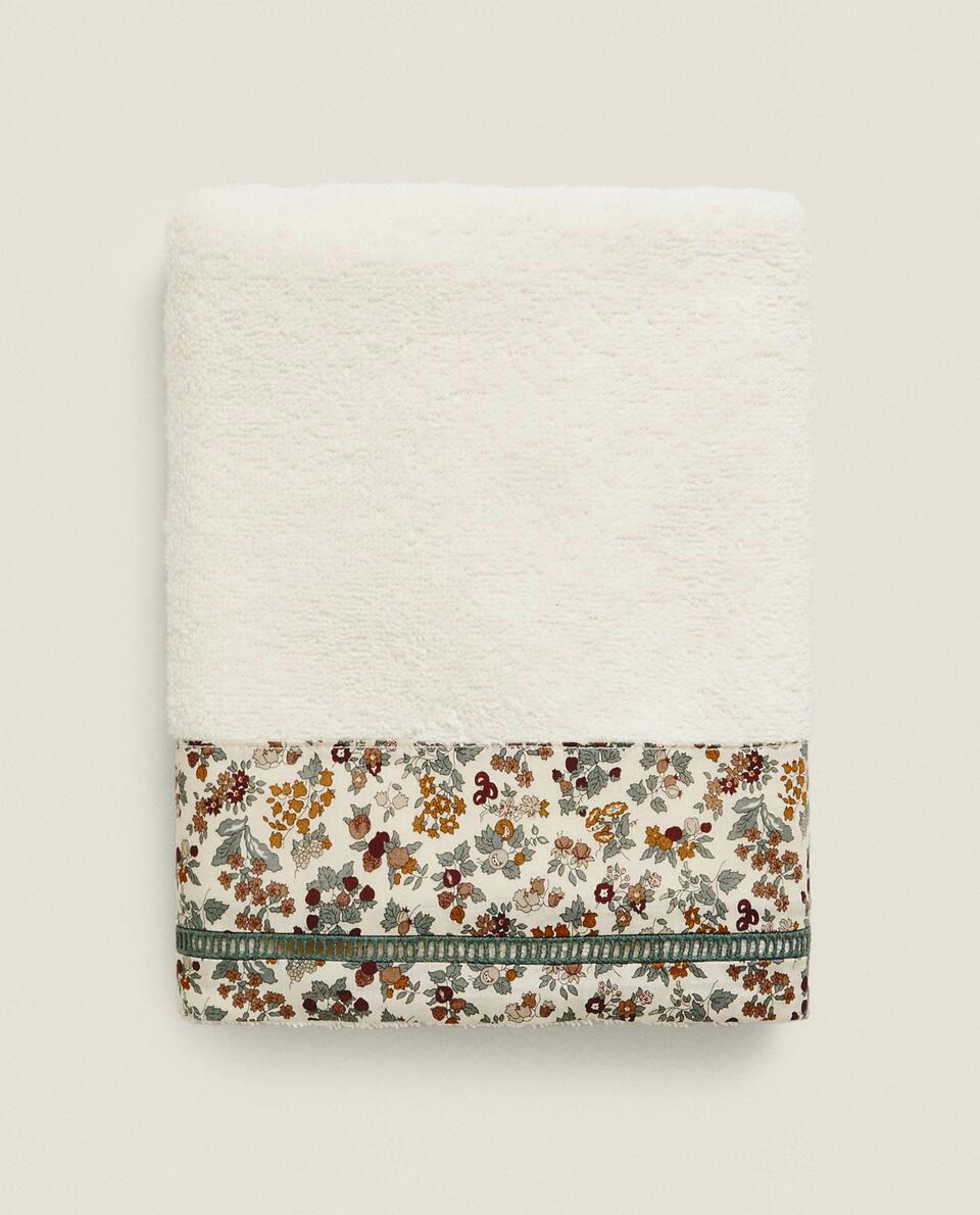 FLORAL PRINT FABRIC CHILDREN’S  TOWEL WITH BORDER
