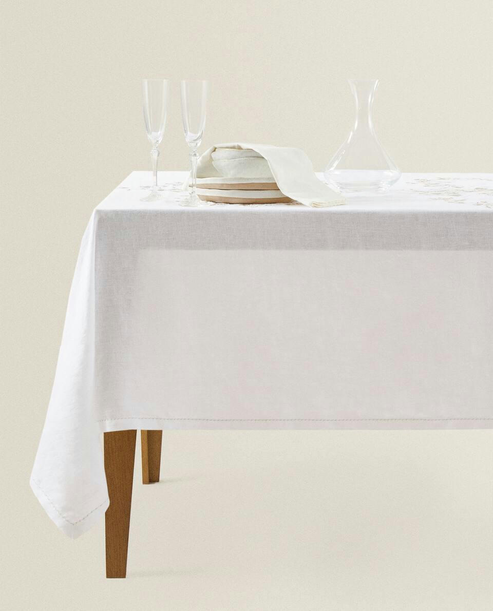 EMBROIDERED  CHRISTMAS TABLECLOTH