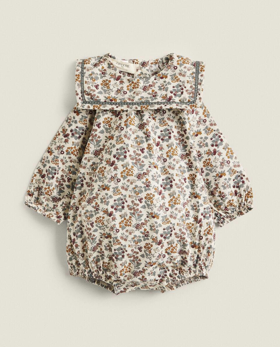 FLORAL PRINT FABRIC CHILDREN'S BODYSUIT