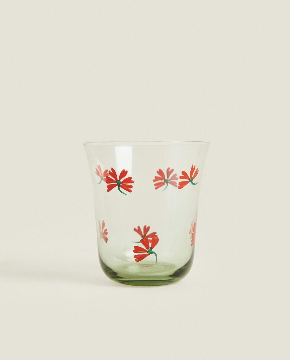 TUMBLER WITH FLORAL TRANSFER