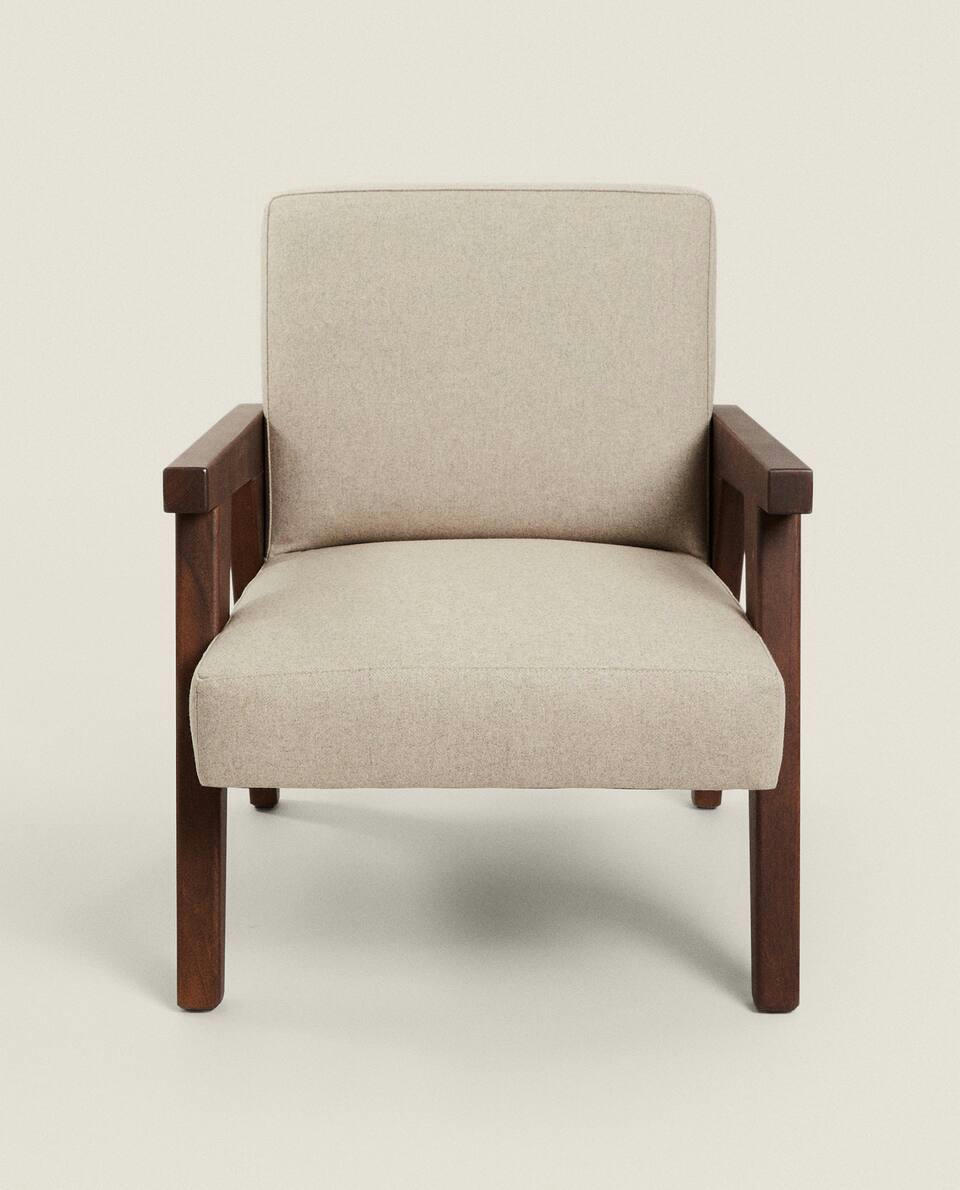 BY BLASCO UPHOLSTERED WALNUT ARMCHAIR