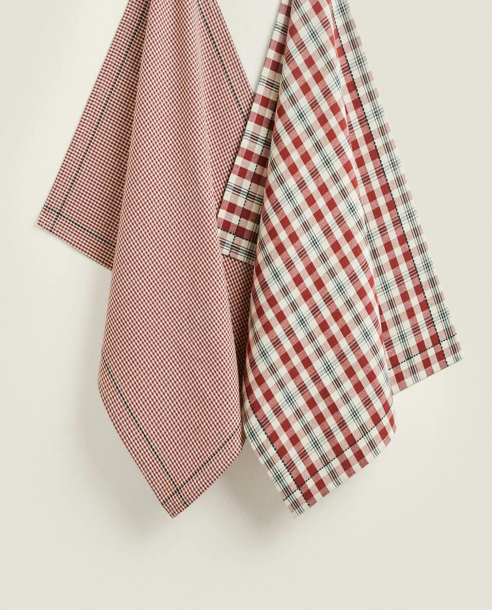 CHECK  TEA TOWELS (PACK OF 2)