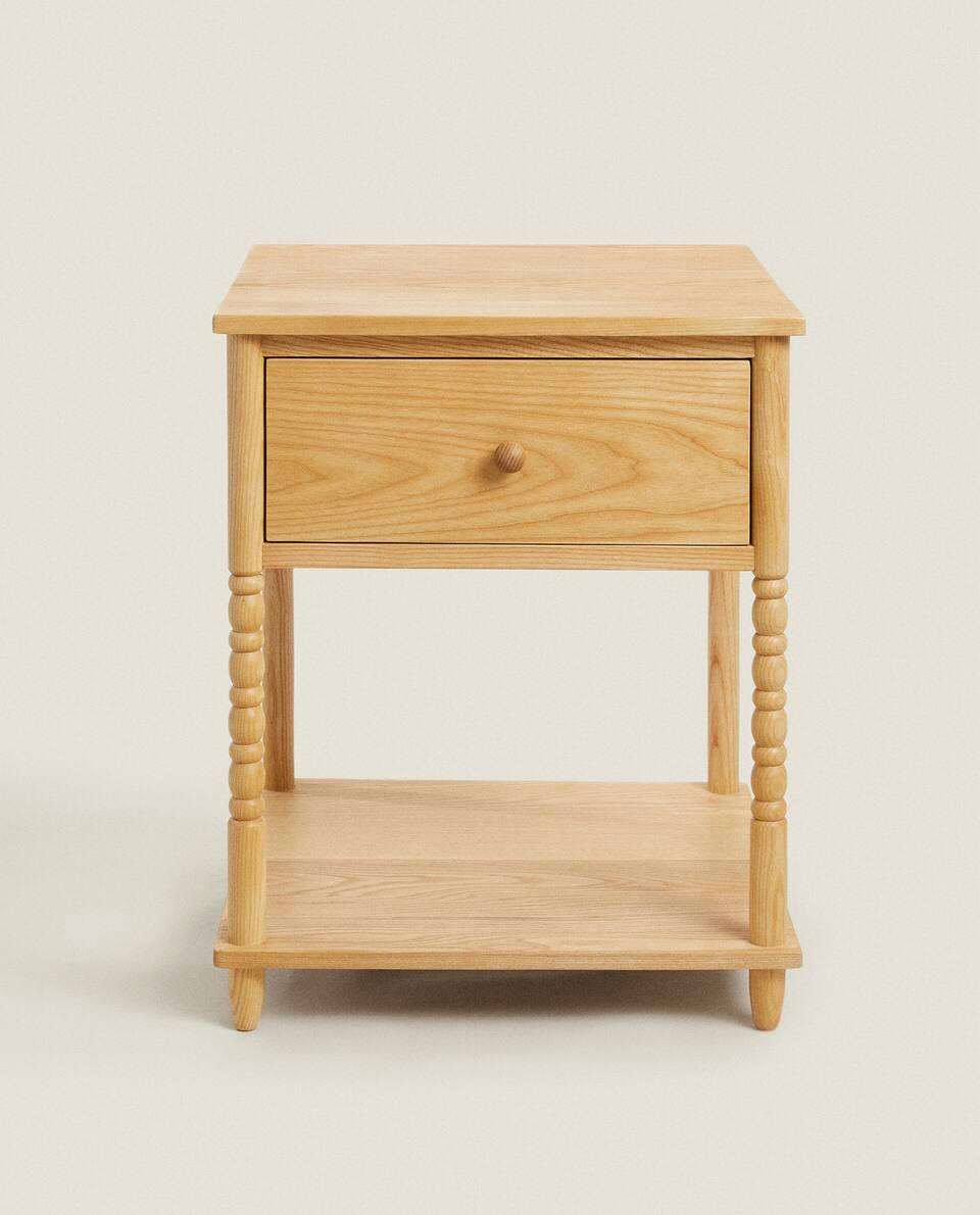 WOODEN BEDSIDE TABLE