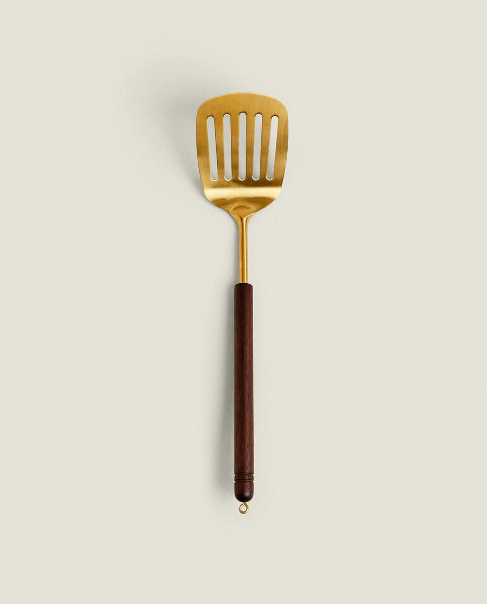 WOOD AND METAL SPATULA