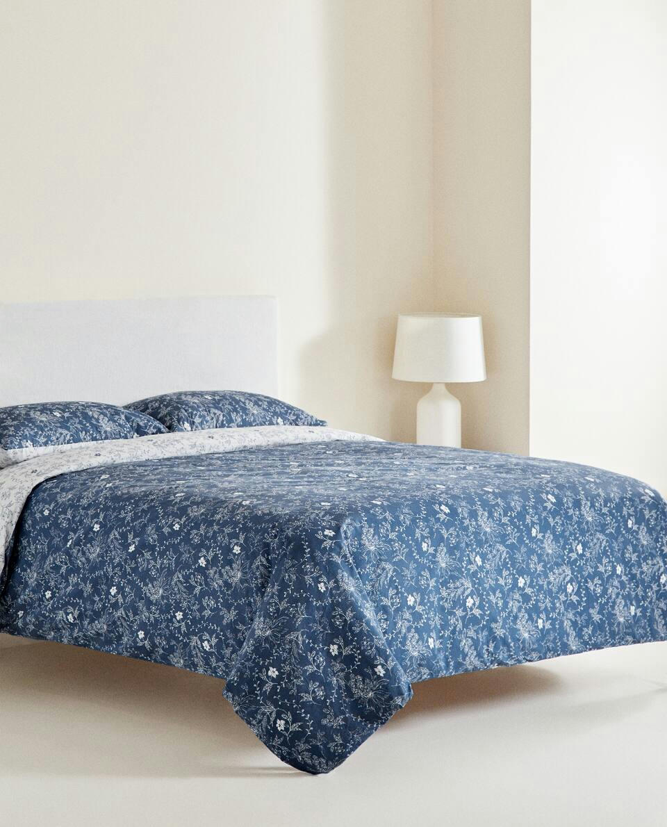 BLUE FLORAL PRINT DUVET COVER