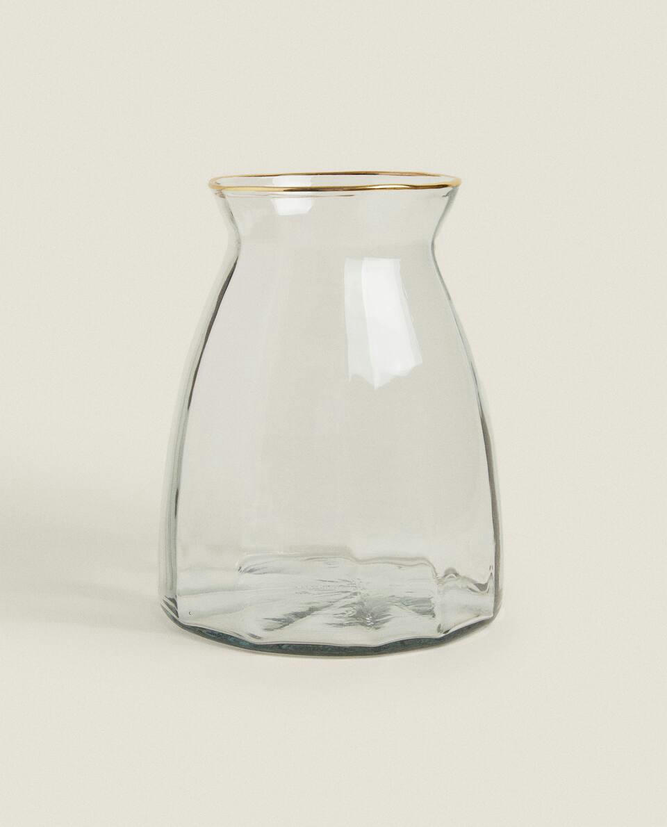 CHRISTMAS FACETED  VASE WITH RIM DETAIL