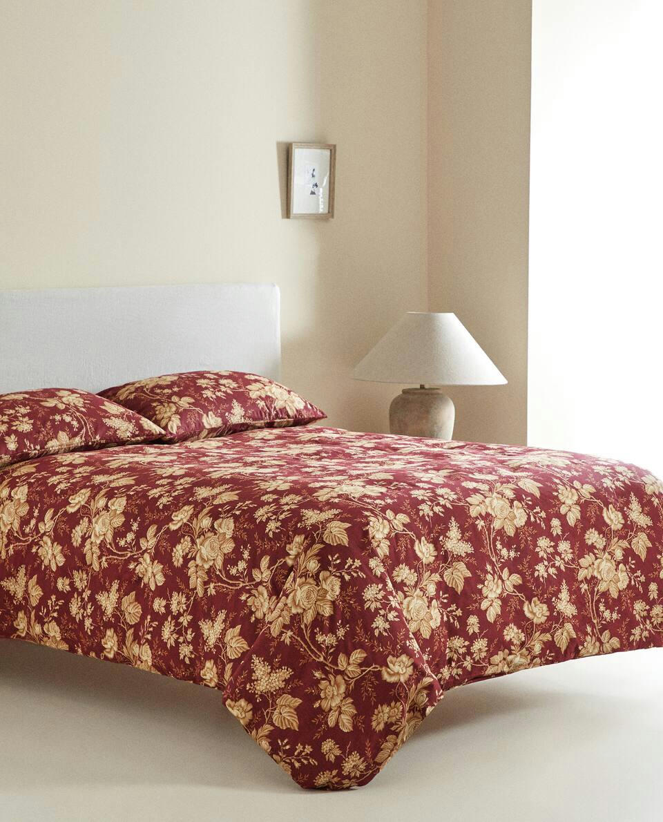 DUVET COVER WITH GOLD CHRISTMAS FLOWERS