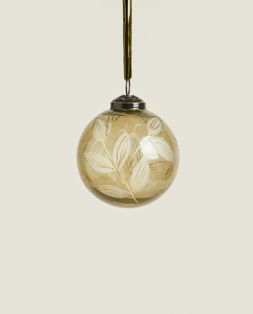 CHRISTMAS  BAUBLE WITH LEAVES DECORATION