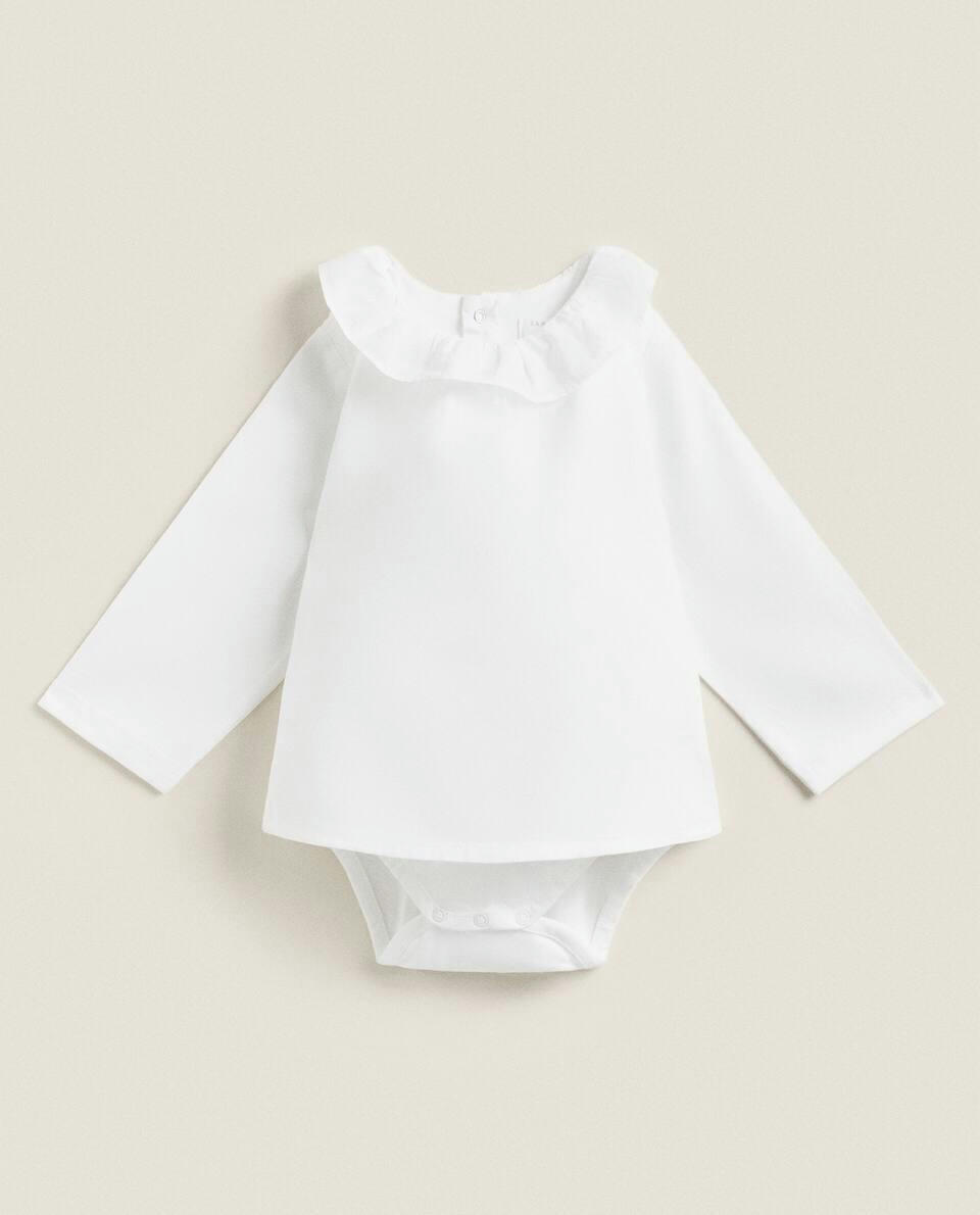 BODYSUIT WITH RUFFLED NECKLINE