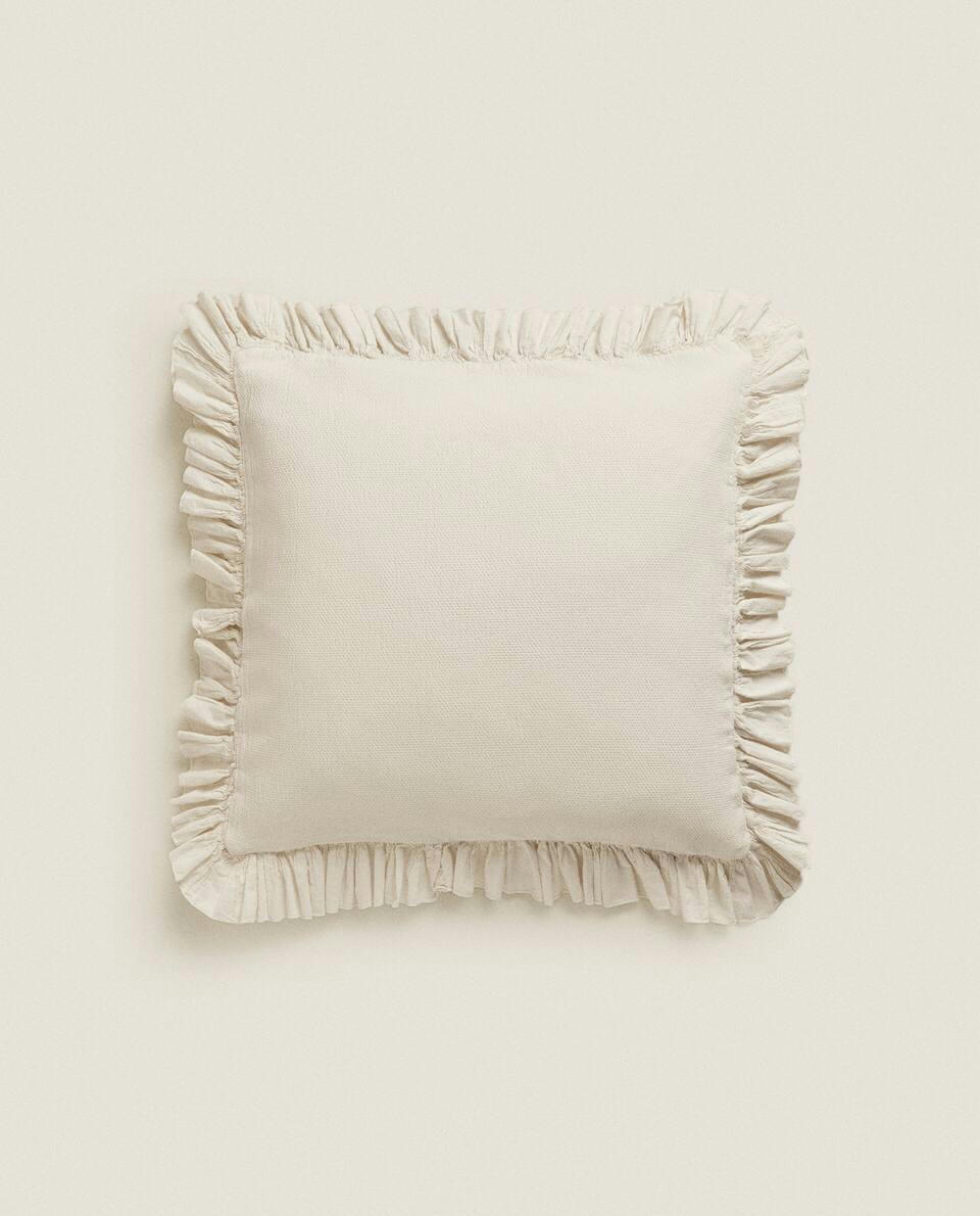 CUSHION COVER WITH PLEATED RUFFLE