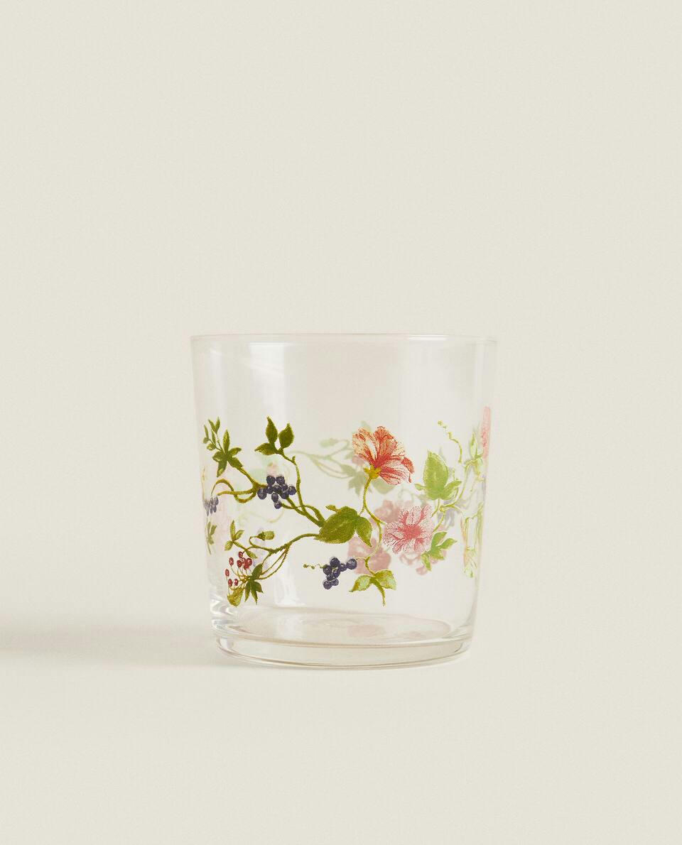 TUMBLER WITH FLORAL TRANSFER