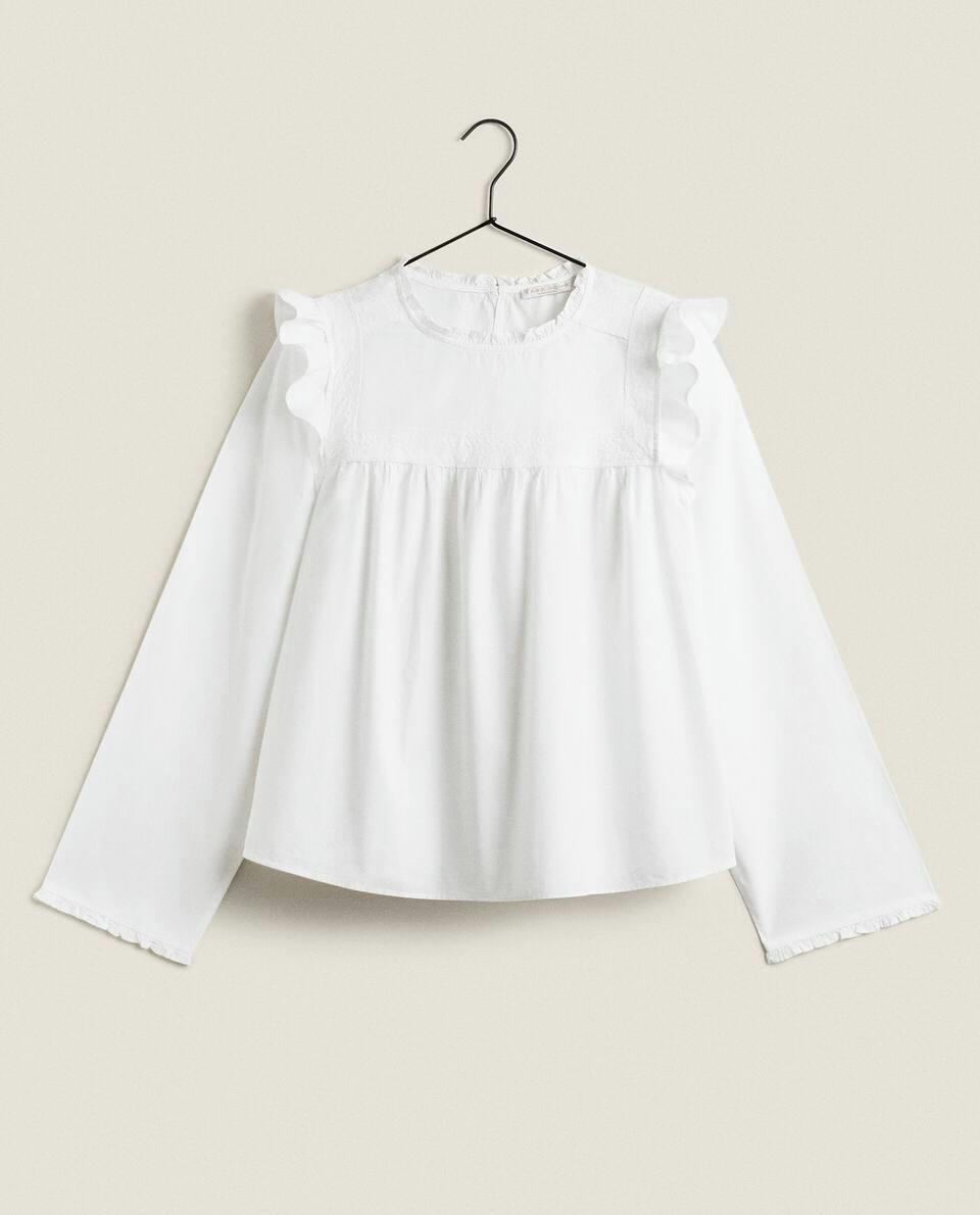 SHIRT WITH LACE TRIM & RUFFLES