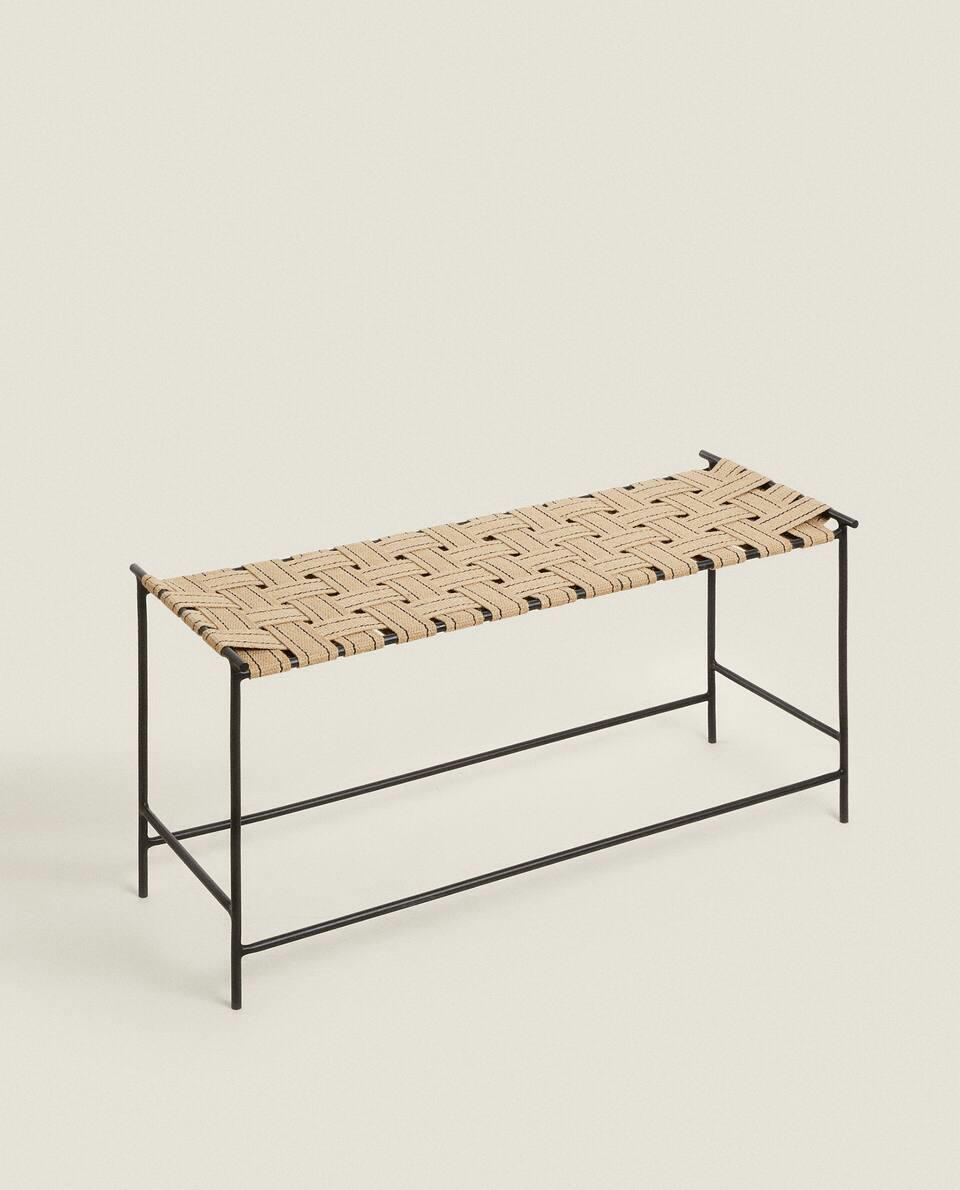 WOVEN JUTE METAL BENCH