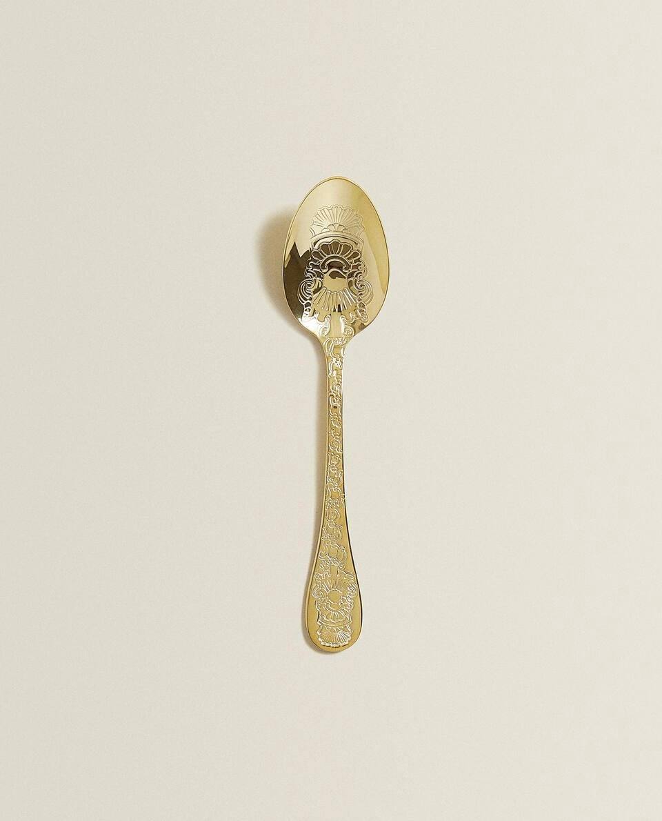 ENGRAVED GOLDEN DESSERT SPOON