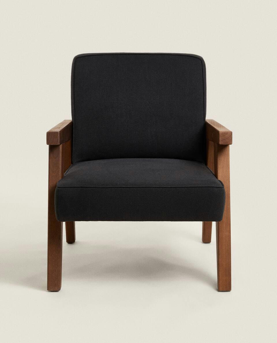 BY BLASCO UPHOLSTERED WALNUT ARMCHAIR