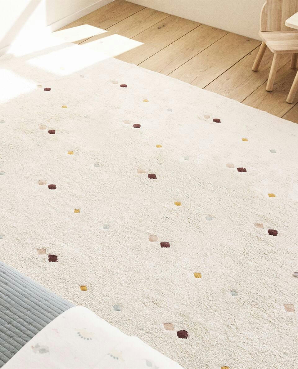 MULTICOLOURED EMBROIDERED SQUARES RUG