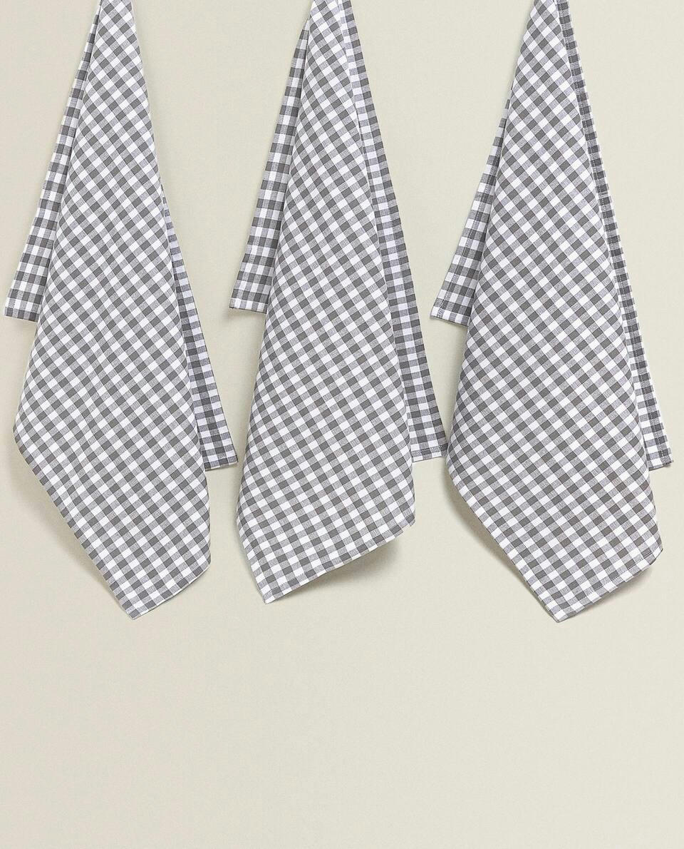 CHECK COTTON TEA TOWEL (PACK OF 3)