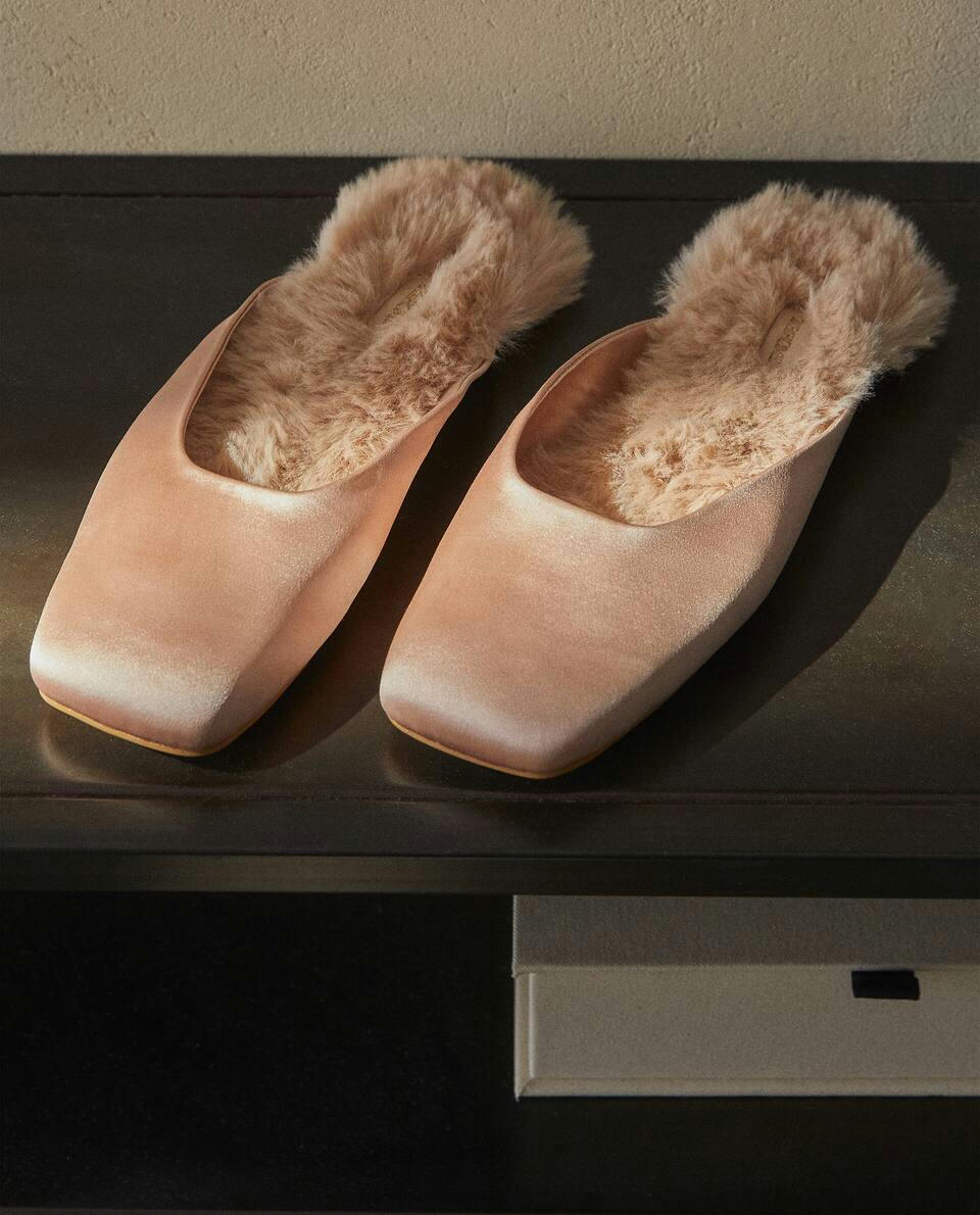 WARM SATIN MULES