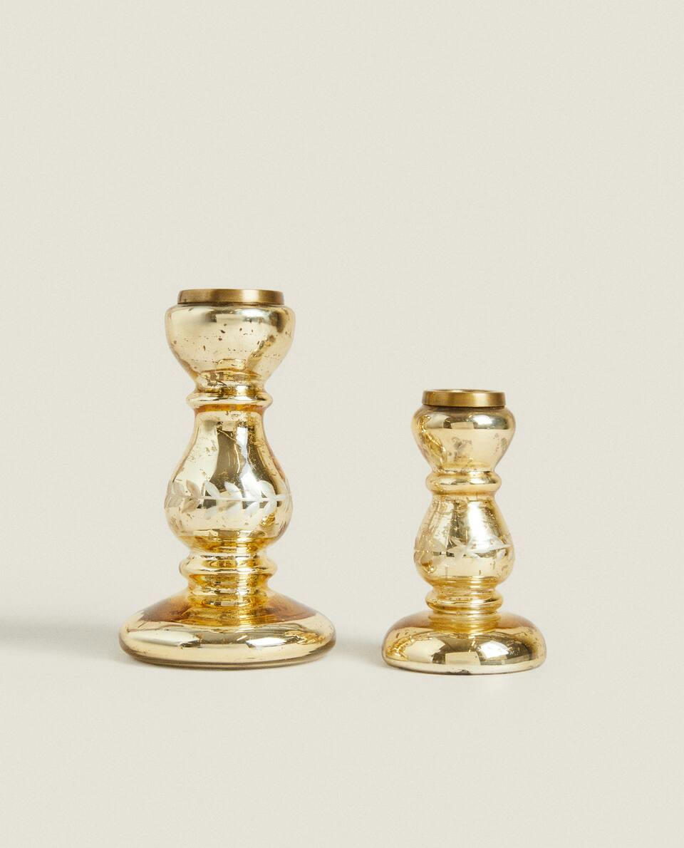 GEOMETRIC GLASS CANDLESTICK