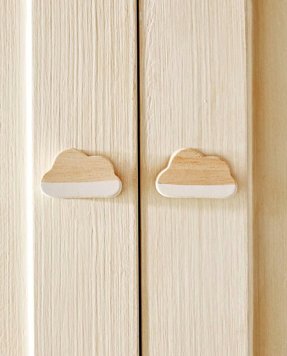 CLOUD WOODEN DOOR KNOB (PACK OF 2)
