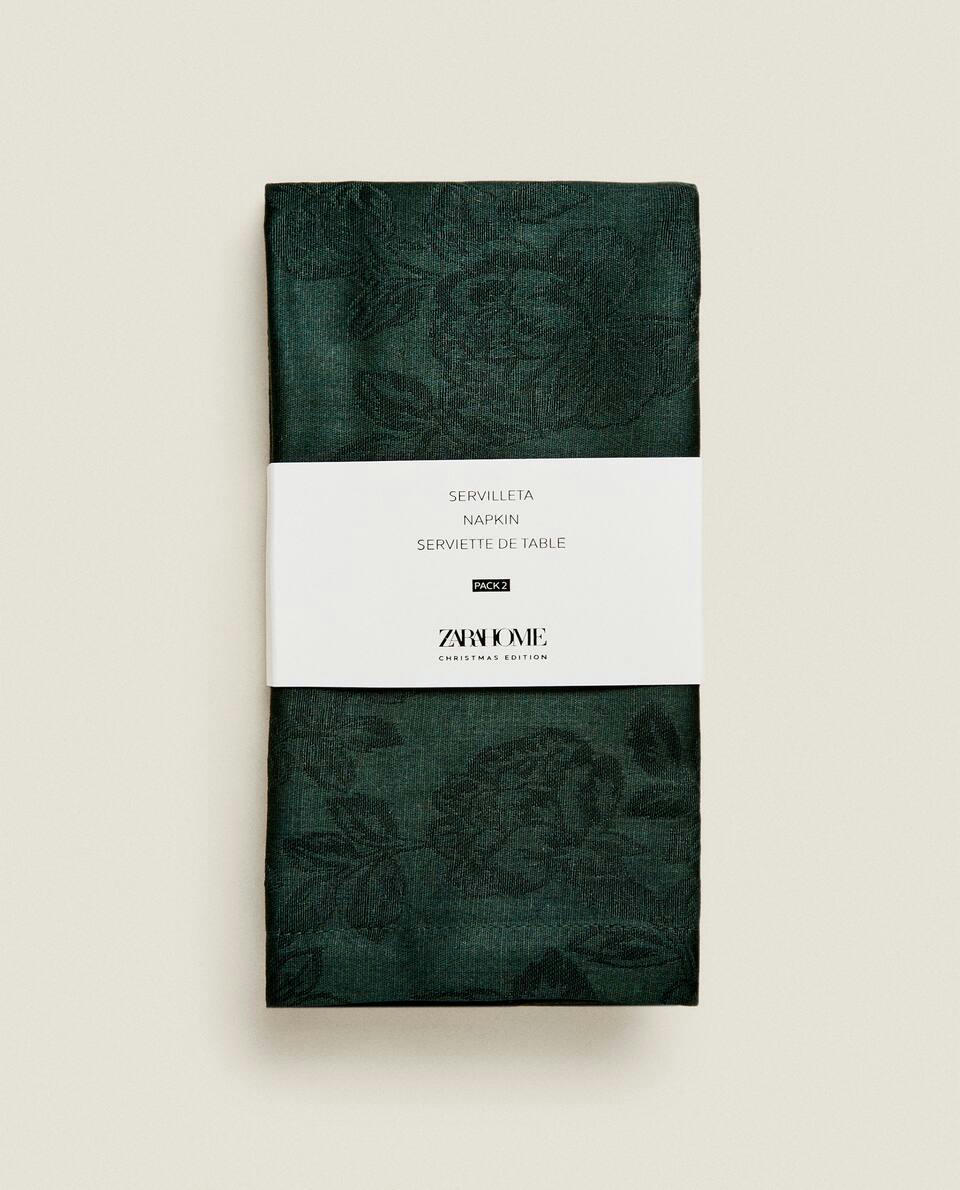 PACK OF CHRISTMAS FLORAL JACQUARD NAPKINS (PACK OF 2)
