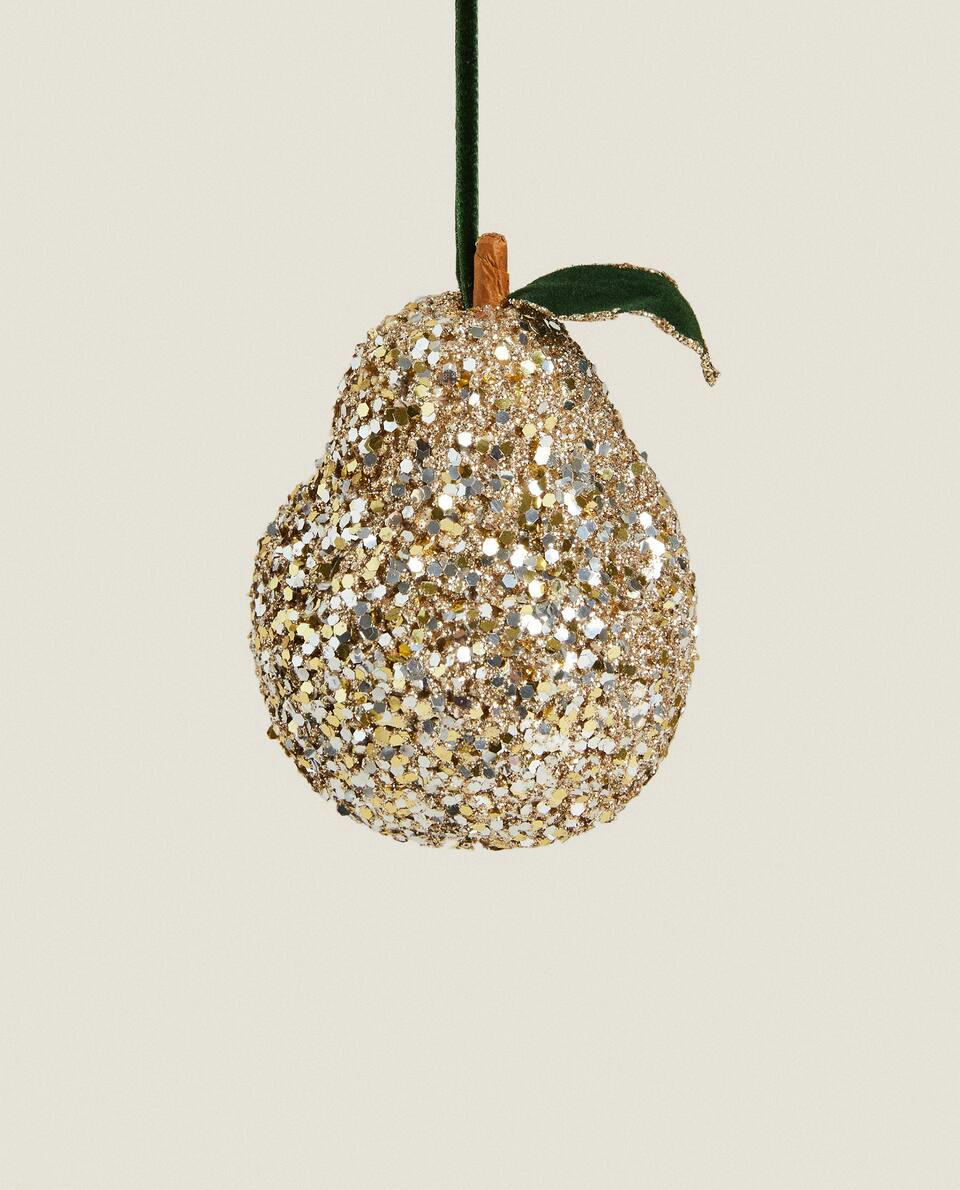GLITTERY CHRISTMAS PEAR DECORATION