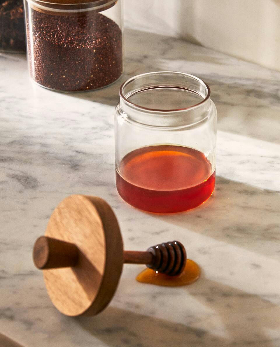 BOROSILICATE GLASS AND WOODEN HONEY JAR Zara Home