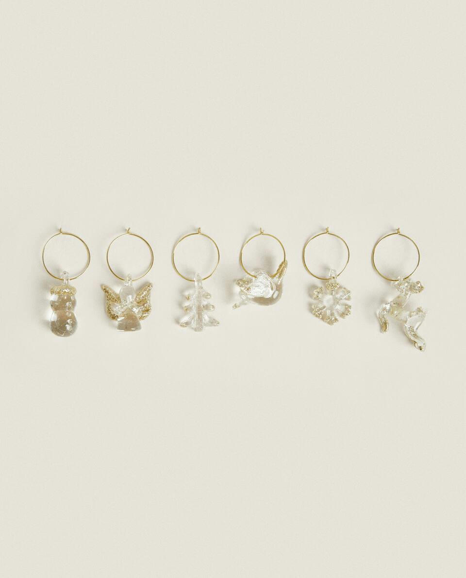 PACK OF DECORATIVE CHRISTMAS WINE MARKERS (PACK OF 6)