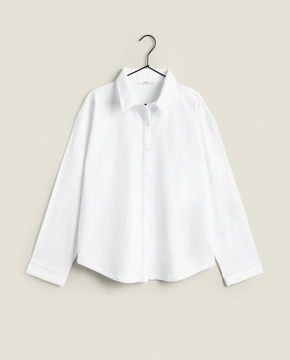COTTON SHIRT WITH LACE TRIM