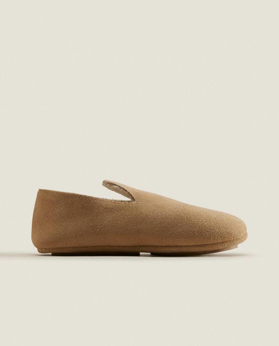COVERED LEATHER LOAFER SLIPPERS