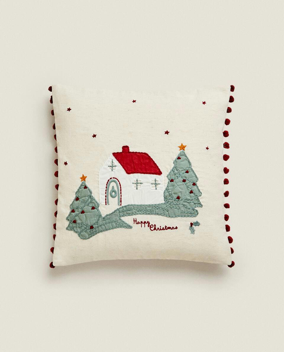 CHILDREN’S CHRISTMAS HOUSE CUSHION COVER
