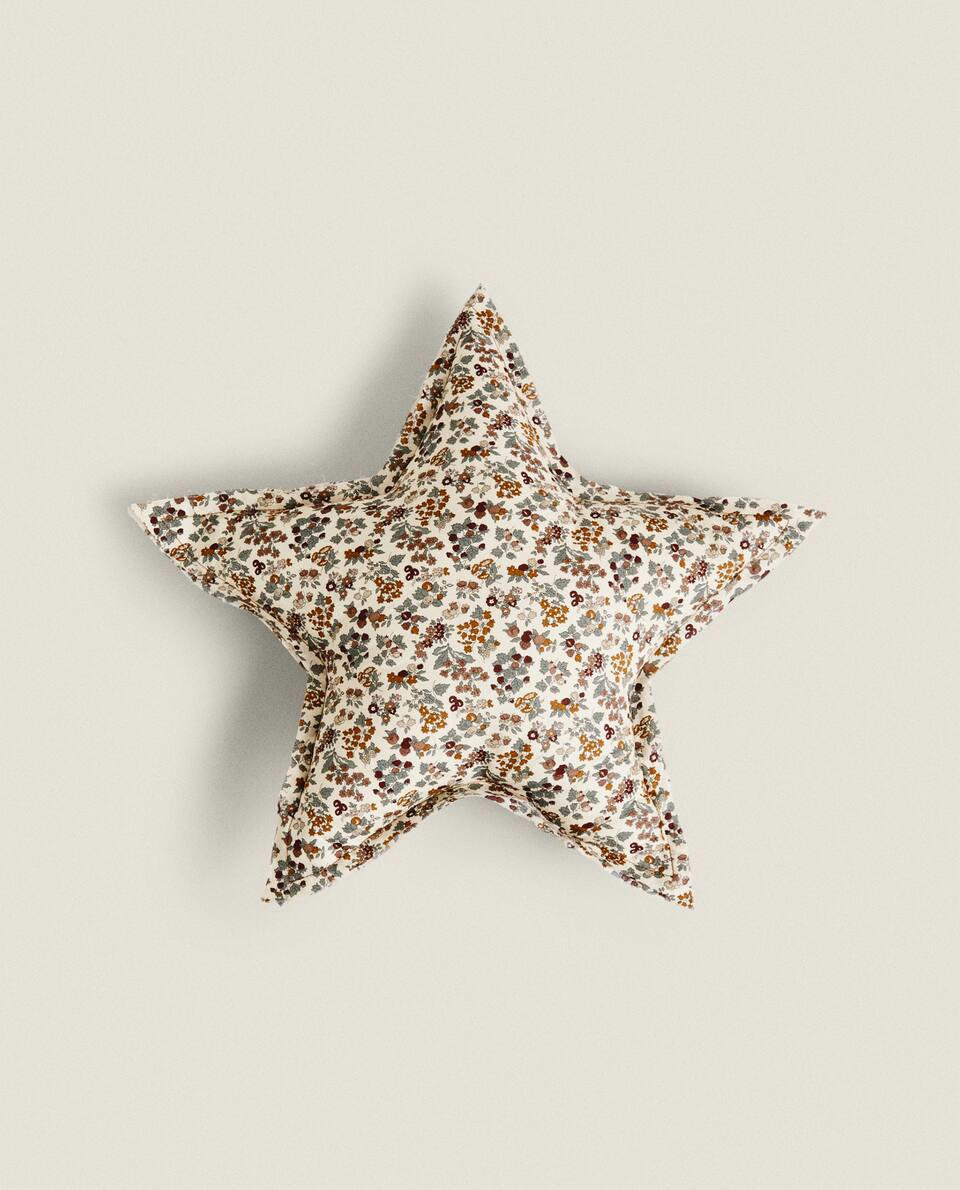 FLORAL PRINT FABRIC CHILDREN’S STAR CUSHION