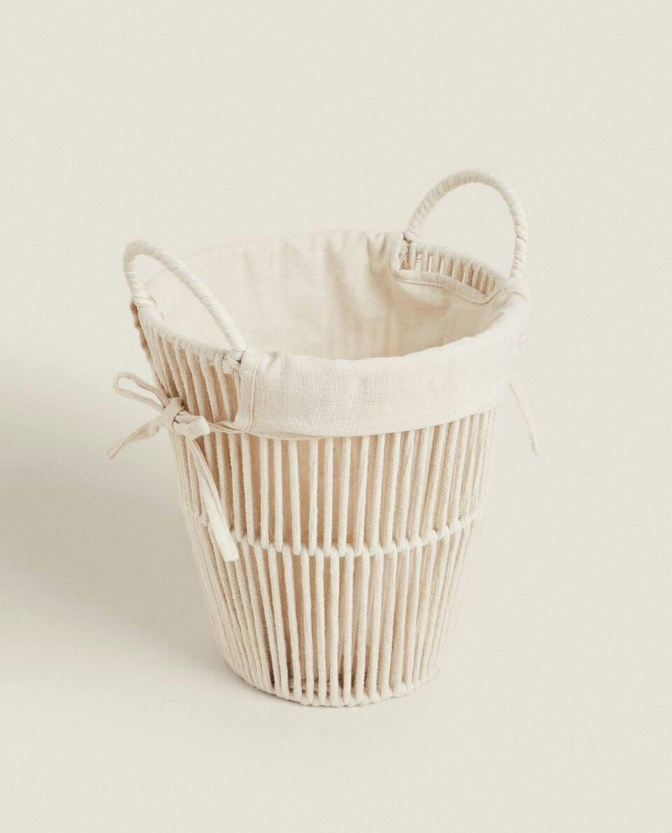 COTTON LINED WASTEPAPER BASKET