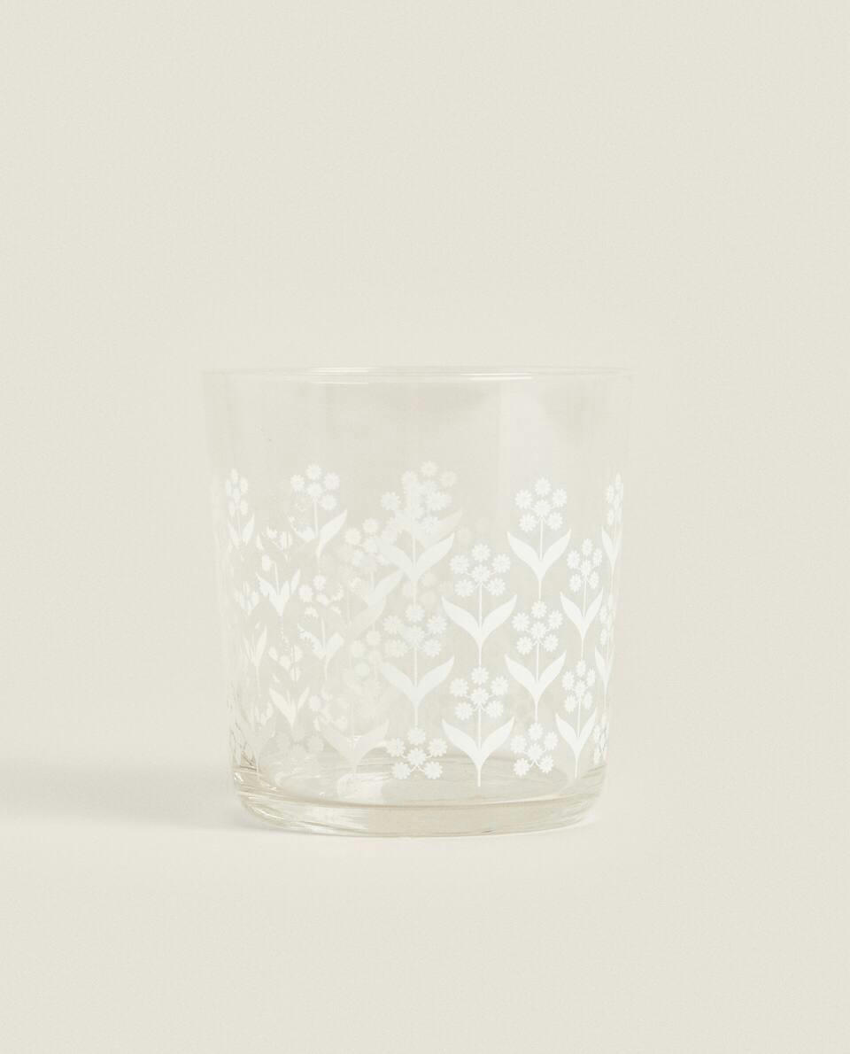 FLORAL GLASS TUMBLER