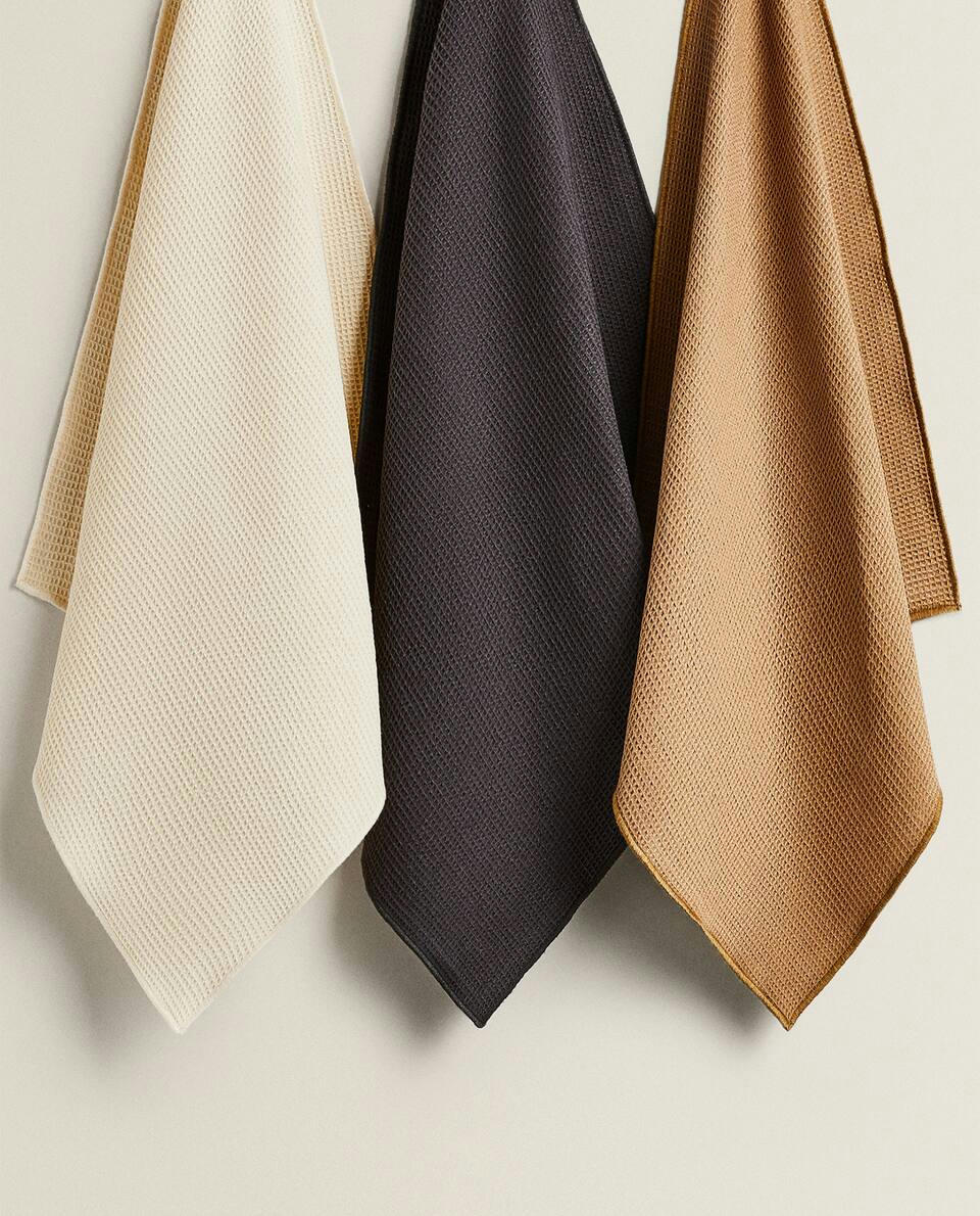 WAFFLE KNIT TEA TOWEL (PACK OF 3)