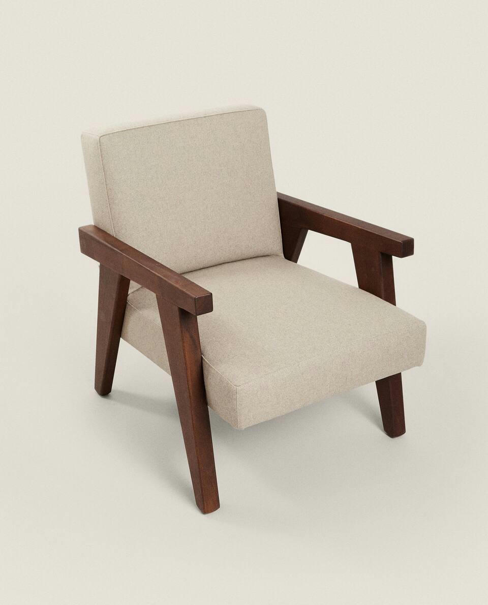 ZARA HOME BY BLASCO UPHOLSTERED WALNUT ARMCHAIR