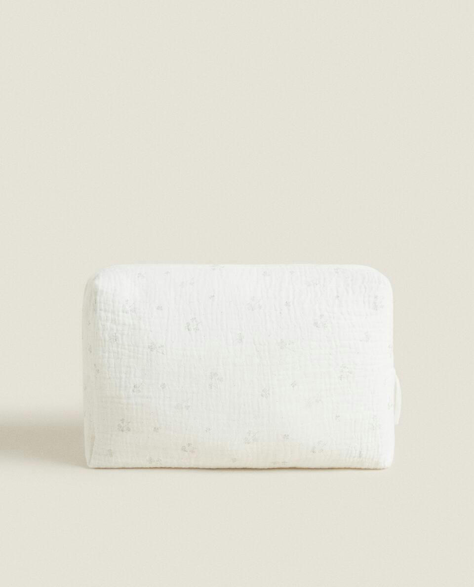 COTTON MUSLIN CLOVER TOILETRY BAG