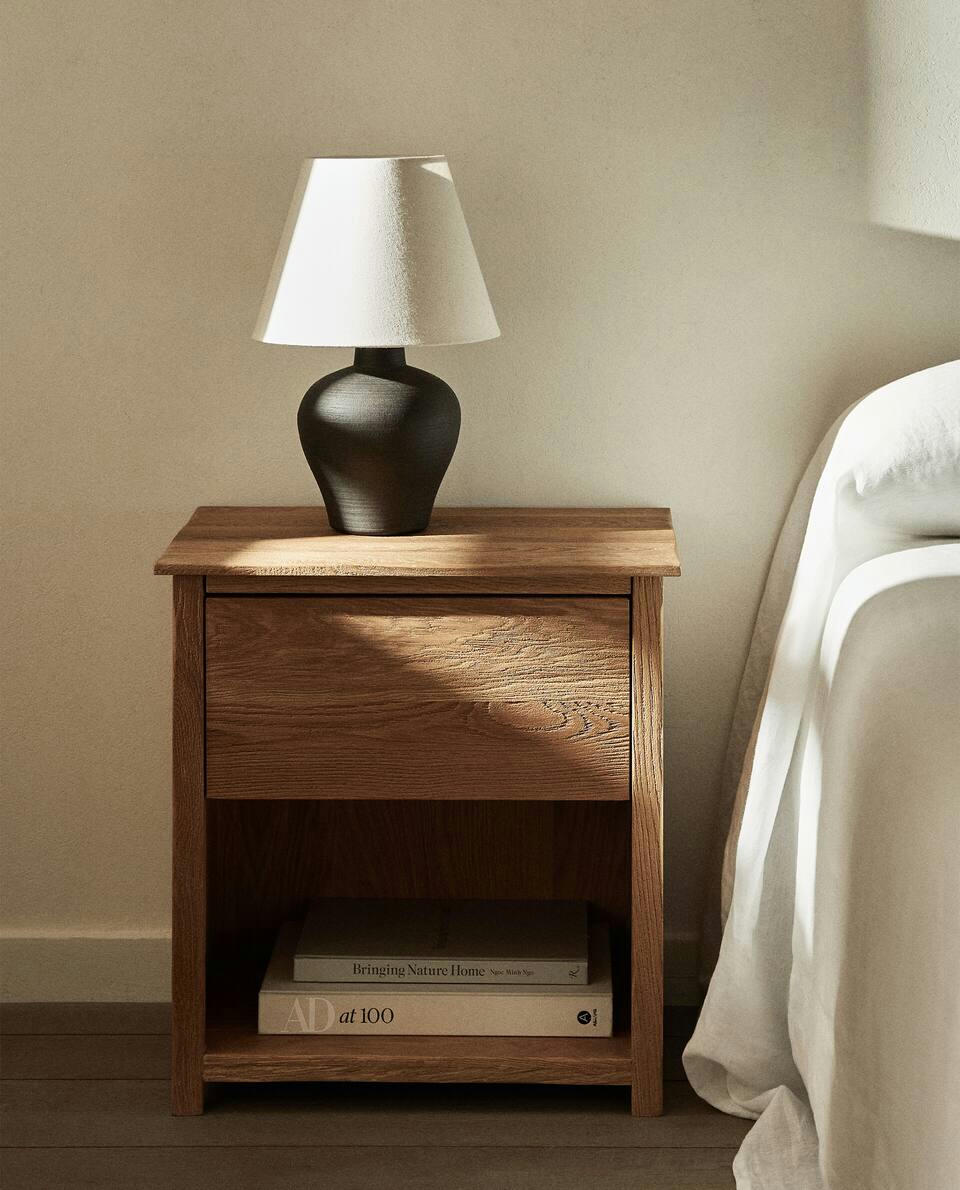 OAK WOOD BEDSIDE TABLE - Zara Home