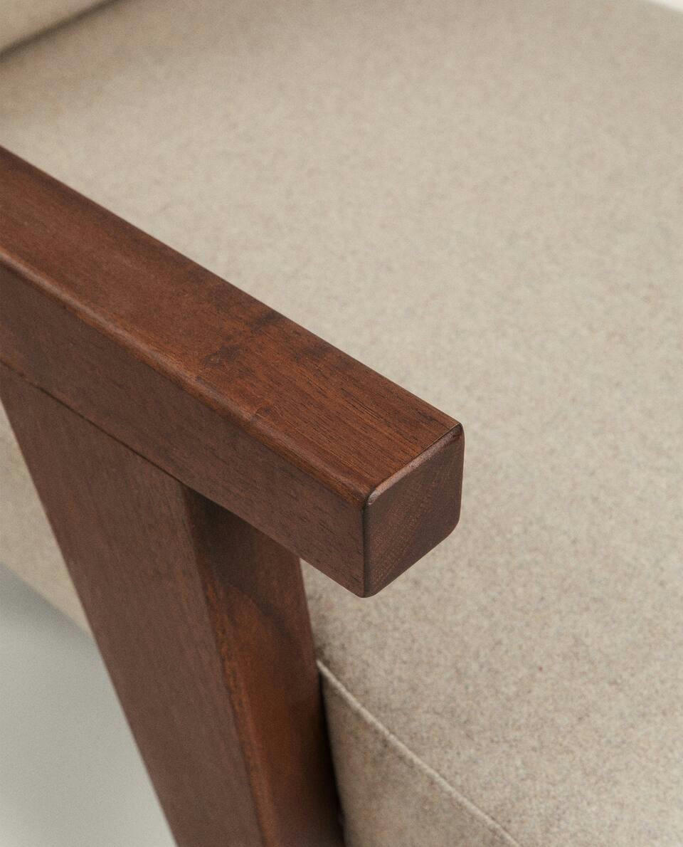 ZARA HOME BY BLASCO UPHOLSTERED WALNUT ARMCHAIR