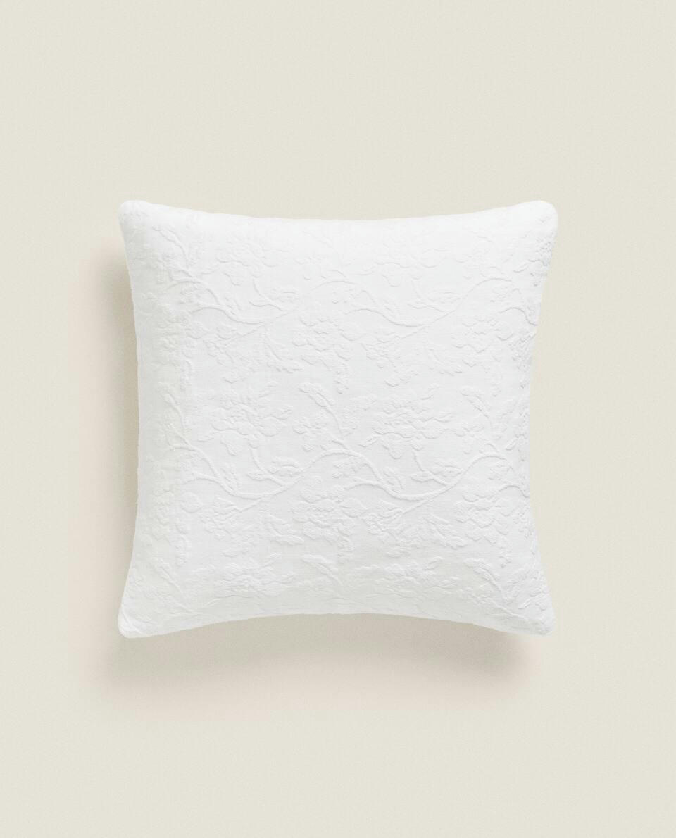 FLORAL EMBROIDERED CUSHION COVER
