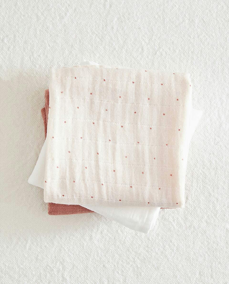 CHILDREN’S MULTICOLOURED MUSLIN CLOTHS (PACK OF 3)