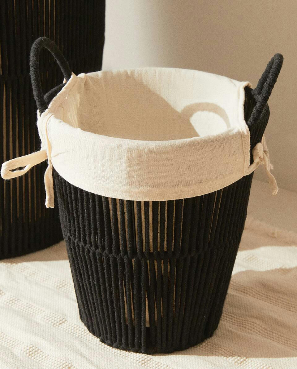 COTTON LINED WASTEPAPER BASKET