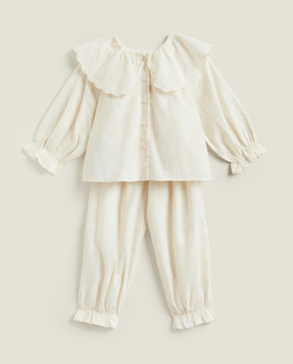 KID’S EMBROIDERED SET OF PYJAMAS WITH RUFFLES