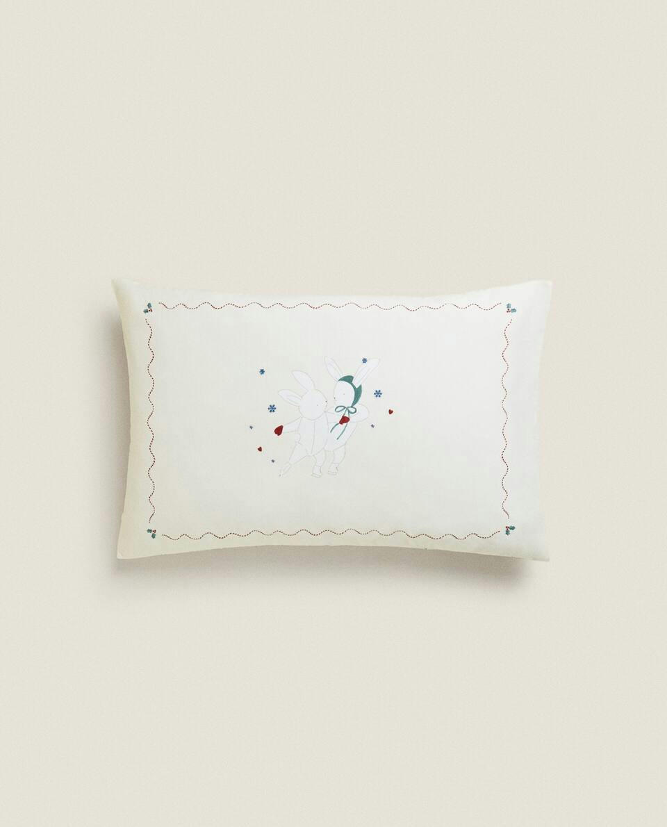 CHILDREN’S PILLOWCASE WITH CHRISTMAS BUNNY RABBITS