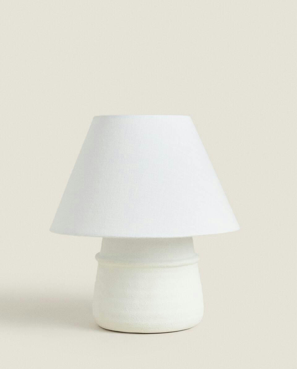 CERAMIC LAMP WITH LINEN LAMPSHADE
