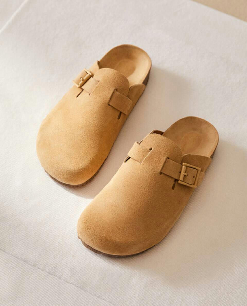 LEATHER CLOGS WITH BUCKLE Zara Home